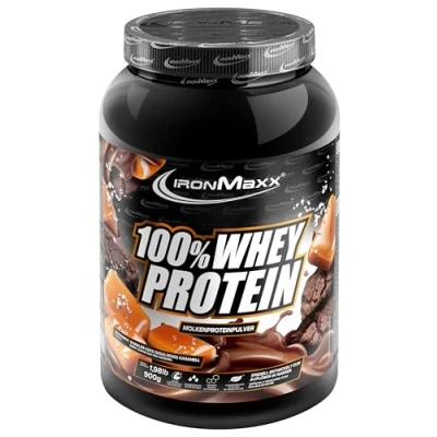 Abbildung von IronMaxx 100% Whey Protein Pulver Dark Cookie Salted Caramel 900g Dose zuckerreduziertes, wasserlösliches Eiweißpulver aus Molkenprotein viele verschiedene Geschmacksrichtungen