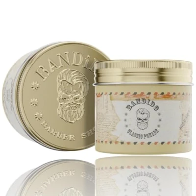 Abbildung von Bandido Classic Pomade Herren 125ml Haarwachs Männer für mittel starke Haare Haarstyling Hair Wax Men Wasserbasiert Schöner Duft Barbershop Haarpomade High Shine Wet look Designs