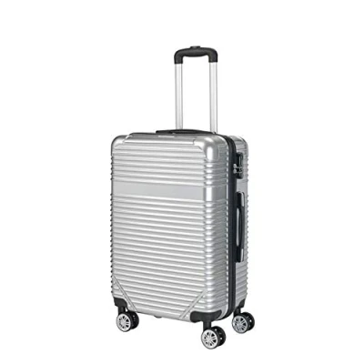 Abbildung von LAGUNA BEACH Riviera Hartschalenkoffer Größe L in 63 x 41 26 cm (H B T) Reisekoffer mit Rollen, TSA Zahlenschloss &amp; voll versenkbarer Teleskopstange, leichtgängiger Koffer Silber