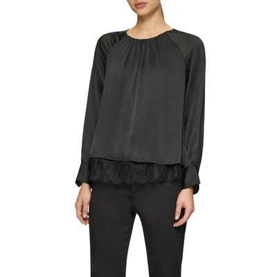Abbildung von s.Oliver Black Label Plissierte Bluse, Damen, Größe: 34, Schwarz
