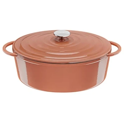 Abbildung von Tefal E26006 LOV Ovaler Bräter 34 cm wiedergewonnenes Gusseisen optimale Wärmespeicherung für alle Herdarten induktionsgeeignet backofengeeignet bis 250C spülmaschinenfest Terracotta