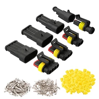 Abbildung von QitinDasen 12 Set Auto Wasserdichte Elektrische Steckverbinder, Versiegelte Kabelverbinder Stecker Steckdose Kit, für LKW Boot (1 Polig/2 Polig/3 Polig/4 Polig)
