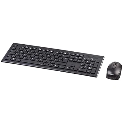 Abbildung von Hama Wireless Cortino Tastatur &amp; Maus Set (Optischer Sensor, 3 Tasten, Scrollrolle, 8m RC, 2.4GHz RF, F1 F12) schwarz