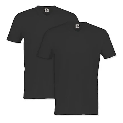 Abbildung von Lerros Vausschnitt Doppelpack , Regular FIT Tshirt basic black, Herren, Größe: XL, Black
