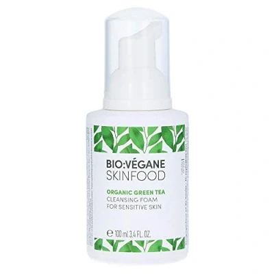 Abbildung von BIO:VÉGANE SKINFOOD Bio Grüntee Reinigungsschaum für empfindliche Haut, vegan, NATRUE zertifiziert, mit Süßholzwurzelextrakt, sensible 1er Pack (1 x 100 ml)