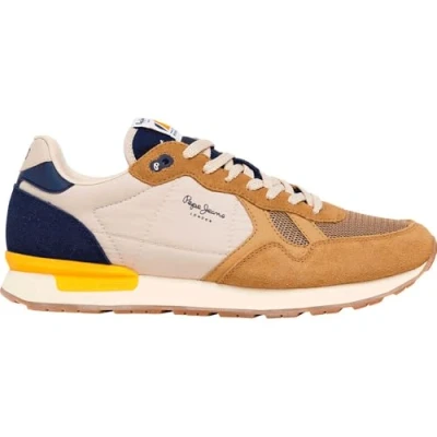 Abbildung von Pepe Jeans BRIT CAMP Sneaker low, Herren, Größe: 42, Camel/beige Leder und textil