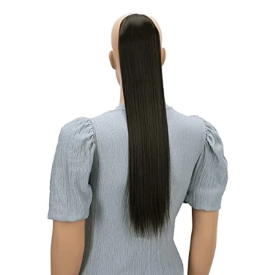 Abbildung von CAISHA 60cm Zopf mit 2 Bändern Pferdeschwanz Langhaar Extensions Haarverlängerung Haarteil Glatt Schokobraun HC8