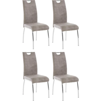 Abbildung von Apollo 2er Set Esszimmerstuhl Küchenstuhl Susi, Mikrofaser Vinatge Beige, Metallgestell + Griff Chrom
