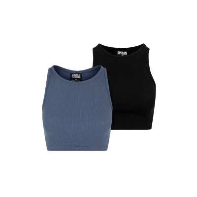 Abbildung von Urban Classics Cropped 2PACK Top, Damen, Größe: 3XL, Vintageblue black