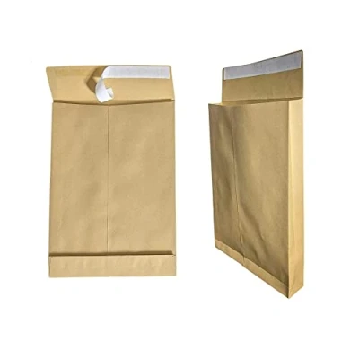 Abbildung von 10x Faltentaschen B4 A4 braun, 250x353mm, 4cm Bodenfalte, selbstklebend mit Abziehstreifen, 130 g/qm, Faltenversandtaschen Musterbeutel
