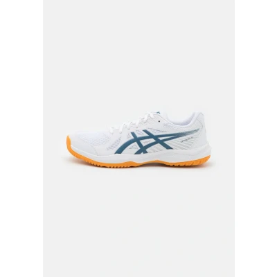 Abbildung von Asics Upcourt 6 Handballschuh, Herren, Größe: 45, White/vintage indigo Lederimitat/textil