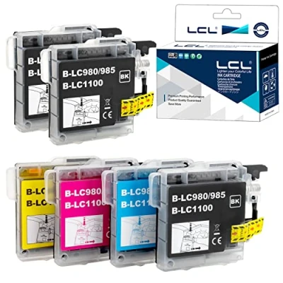 Abbildung von LCL Kompatibel Tintenpatrone LC980 LC1100 LC1100BK LC1100C LC1100M LC1100Y (3Schwarz 1Cyan 1Magenta 1Gelb) Ersatz für Brother DCP J140W 145C 165C 185C 195C 197 197C DCP373CW 365CN 375CW 385C 390CN