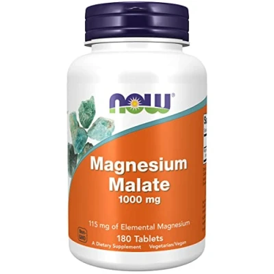 Abbildung von Now Foods, Magnesium Malate, 1.000mg, 180 vegane Tabletten, Laborgeprüft, Glutenfrei, Sojafrei, Vegetarisch