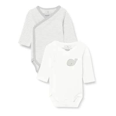 Abbildung von Playshoes Unisex Baby Wickel body 1/1 arm 2er Pack Wal 809503, 2 natur, 56