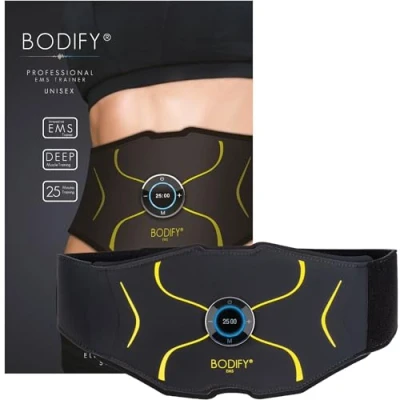 Abbildung von Bodify® EMS Bauchtrainer Max Gezielte Stimulation der Bauch Muskulatur! Muskelaufbau Stimulationsgerät Muskeln Bauchmuskeltrainer für Männer und Frauen Das ORIGINAL
