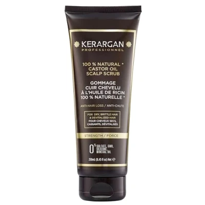 Abbildung von Kerargan Anti Haarausfall Kopfhautpeeling mit Rizinusöl Für eine gesunde Kopfhaut und revitalisierte Haare Angereichert Mandelöl Aloe Vera Ohne Sulfate, GVO, Silikone 250ml