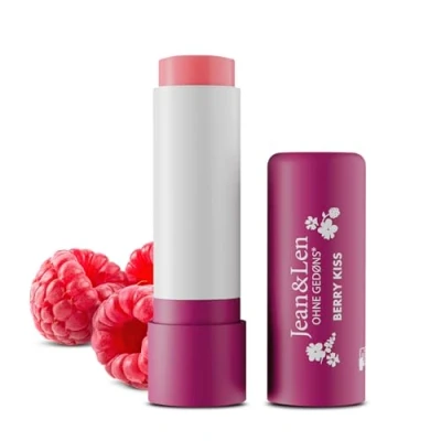 Abbildung von Jean &amp; Len Lip Balm Beere, bewahrt die Lippenhaut vor dem Austrocknen, mit natürlichen Wachsen, Beeren Duft, zartschmelzende Lippenpflege, ohne Palm Mineralöl, vegan, 4,7 g
