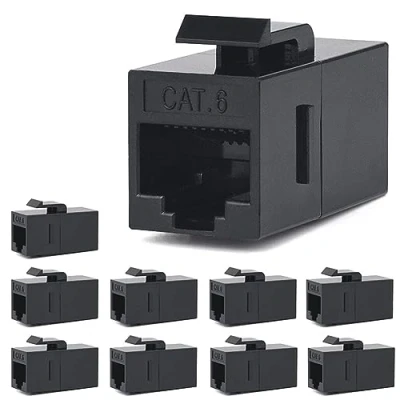 Abbildung von VANDESAIL RJ45 Patchkabel Kupplung CAT6, 10 Stück LAN Verbinder Netzwerk Buchse Adapter Geschirmt (10 Stück, Schwarz)