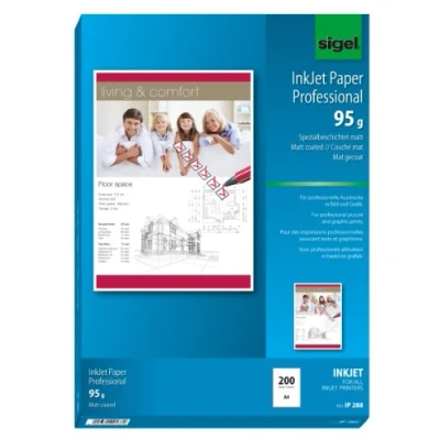 Abbildung von SIGEL IP288 InkJet Papier Professional, A4, 200 Blatt, spezialbeschichtet matt, weiß, 95 g, für Präsentationen, Bewerbungen, Flyer