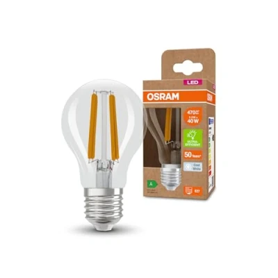 Abbildung von Osram LED SUPERSTAR+ CLASSIC A FIL 40 Lampe, E27, klassische Kolbenform, 2,2W, 470lm, 4000K, kaltweißes Licht, lange Lebensdauer, bis zu 60% Energieeinsparung im Vergleich Standard Lampen