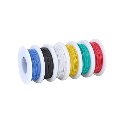 Abbildung von TUOFENG 28 awg Massivdraht set 6 schiedenfarbige 15 Meter Spulen 0.08 mm² Jumperdraht Kabelsatz anschließen