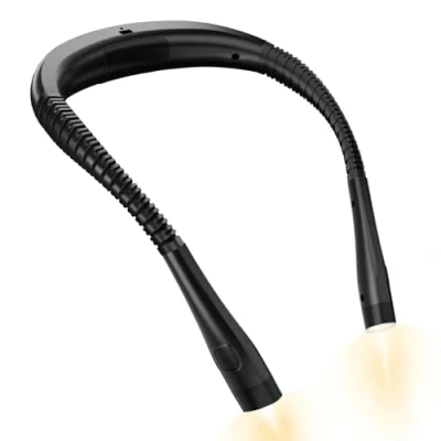 Abbildung von NEUTYPECHIC Leselampe Hals 3 Farben und Helligkeitsstufen, Handarbeitslampe, Nackenlampe mit Ladedatenkabel, Stricklampe zum Umhängen Geeignet Lesen, Stricken, Camping, Reparieren, (Schwarz)