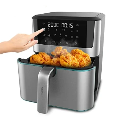 Abbildung von Cecotec Heißluftfritteuse ohne Öl 8 L Cecofry Supreme 8000 Air Fryer. 1800 W, Touchscreen, 30º 200 ºC, 10 voreingestellte Modi, Vorheizfunktion, Alarm, Edelstahl Finish