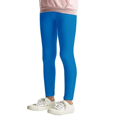 Abbildung von L&amp;K II Kinder Leggings Basic Uni Farbe Mädchen Tanzhose Baby Leggins Fitness Hose Baumwolle 2708 Hellblau 116