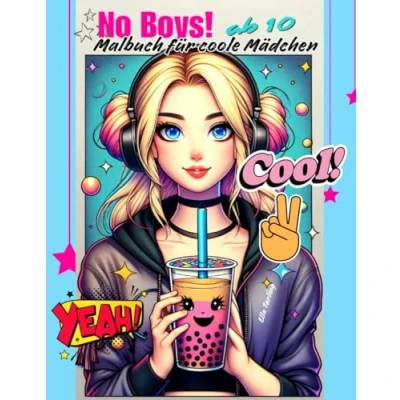 Abbildung von Malbuch für coole Mädchen ab 10 Jahre. Das perfekte Geschenk und Teenager: 50 kreative Motive (Portraits, Regenbogen, Tiere, Muster) Stressabbau Entspannung