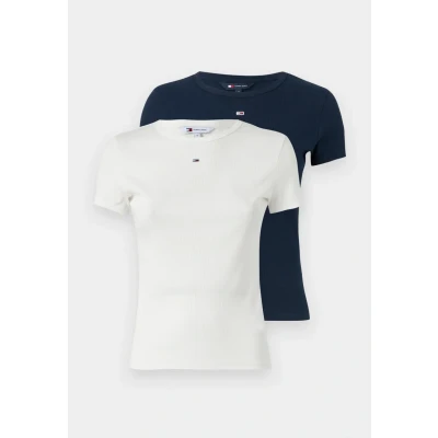 Abbildung von Tommy Jeans Essential 2 PACK Tshirt basic, Damen, Größe: 36, Ecru/dark night navy