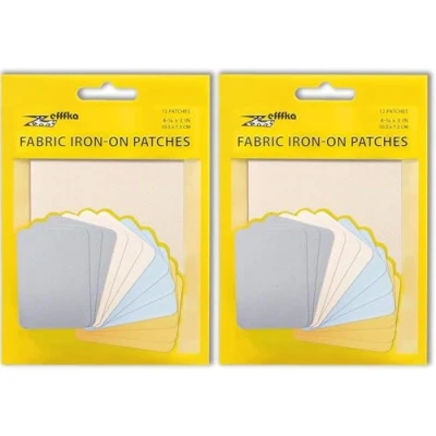 Abbildung von ZEFFFKA 2PACK Kleider Flicken zum Aufbügeln für Innen und Außen Stärkster Kleber 100% Baumwolle Verschiedene Reparatur Dekorationsset 12 Stück Größe 3&quot; x 4 1/4&quot; (7,5 cm 10,5 cm)