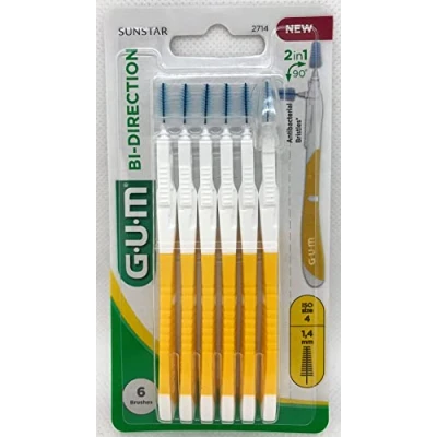 Abbildung von GUM BI DIRECTION 6er Blister Gr. 4 Tanne, gelb 6 Bürsten