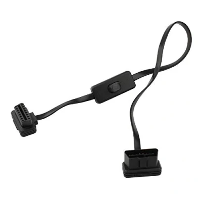 Abbildung von Futheda OBD II/EOBD Diagnosekabel, 16 polig, Stecker auf Buchse, rechtwinklig, OBD2 Adapter Verlängerungskabel mit Netzschalter, kompatibel Auto Motor