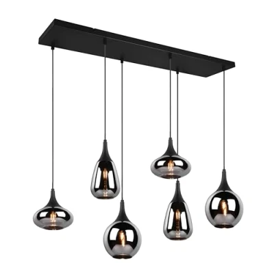 Abbildung von TRIO Leuchten Pendelleuchte »Lumina«, 6 flammig, Leuchtmittel E14 ohne Leuchtmittel, Hängelampe flammig Glasschirm, exkl 3xE14 max 40W höhenverstellbar