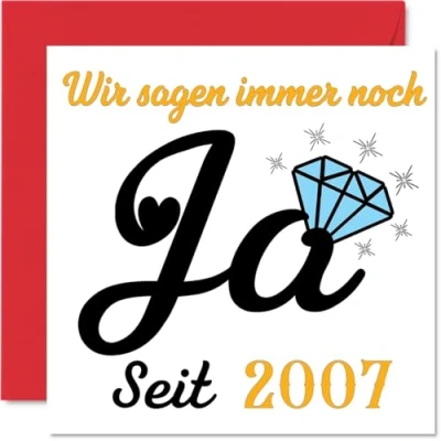Abbildung von Stuff4 17. Hochzeitstag Karte Liebe Ja Seit 2007 17 Jahrestag Geschenke für Mein Mann Ehemann Meine Frau Ehefrau, 145mm Lustig Glückwunschkarten