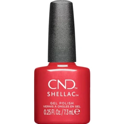 Abbildung von CND Shellac UV Nagellack Dragon Slay All Day Nr.482 rot schimmer Original Gellack Nageldesign Queen Tessential collection