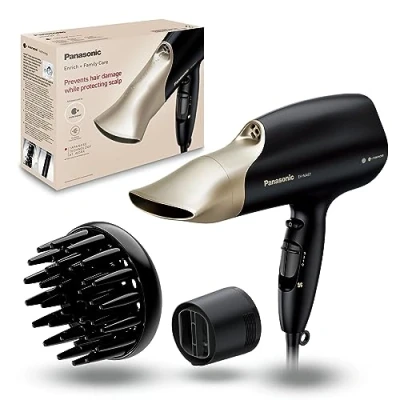 Abbildung von Panasonic EH NA67K825 Nanoe Haartrockner mit Diffusor, bewegliche Schnelltrocken &amp; Konzentratordüse, Familienhaarpflege, Gebläse Temperaturstufen, 2000 W, abnehmbarer Filter, Champagnergold