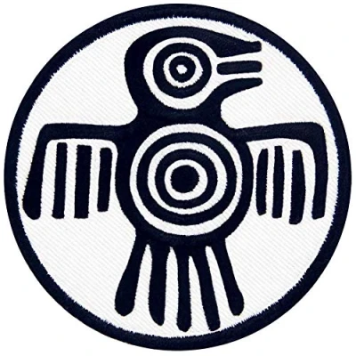 Abbildung von Aztekisches Symbol für Kraft und Mut Bestickter Aufnäher zum Aufbügeln/Annähen