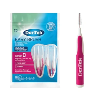Abbildung von 12 Stk. DenTek Easy Brush Interdental Bürsten, ISO/Größe 0, extra fein für sehr enge Zahnzwischenräume, mit Minzgeschmack &amp; hygienischer Schutzkappe Pink Stück (1er Pack)