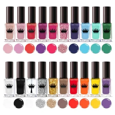 Abbildung von Beauty4Britain Set mit 20 Nagellackflaschen, verschiedene satte Farben, Deluxe Geschenkbox, 2 Lesezeichen enthalten