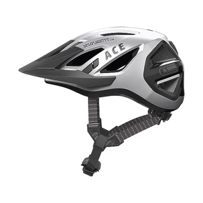 Abbildung von ABUS Stadthelm Urban I 3.0 ACE sportlicher Fahrradhelm mit LED Rücklicht, verlängertem Schirm und Magnetverschluss für Damen Herren Silber, Größe M