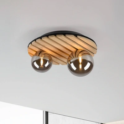 Abbildung von JUST LIGHT. Deckenleuchte Green Stika, rund, 2 fl., Holz