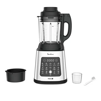 Abbildung von Moulinex PerfectMix Cook, Standmixer mit 10 automatischen Programmen, 1400 W, bereiten heiße und kalte Rezepte zu, elektrischer Mixer Touchscreen, leicht zu reinigen, Kapazität 2 l, LM83SD