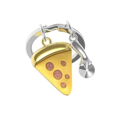 Abbildung von O meta[l]morphose METALMORPHOSE Schlüsselanhänger Pizza Fun Food &amp; Gastronomie originelles Zubehör Geschenk für Herren und Damen, gelb, one size