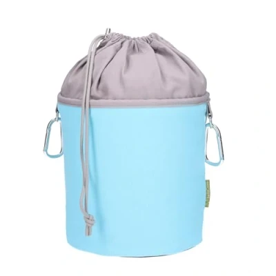 Abbildung von trendfinding Wäscheklammerbeutel aus Canvas Stoff mit 2 Karabinerhaken für 200 Wäscheklammern, extra groß und stabil, Hellblau Grau