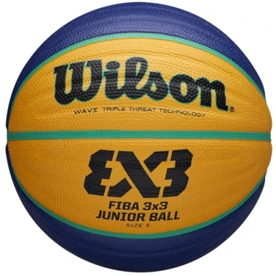 Abbildung von Wilson Basketball FIBA 3X3 Replica JUNIOR, Größe: 5, Gummi, Für den Innen und Außenbereich, Gelb/Blau, WTB1133XB