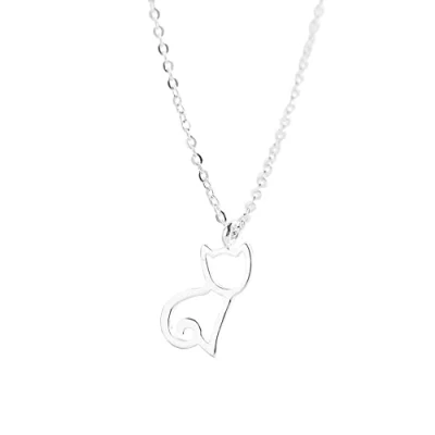 Abbildung von Belons Damen Kette 925 Sterling Silber Zirkonia Katze Kätzchen Anhänger Halskette mit Kinderkette