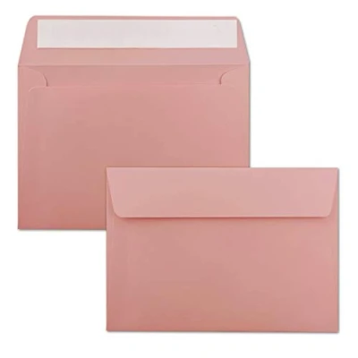 Abbildung von 50x Briefumschläge Altrosa (Rosa) DIN C6 Format 11,4 x 16,2 cm Haftklebung Kuverts ohne Fenster Weihnachten, Grußkarten &amp; Einladungen Für A6 A4 Papier