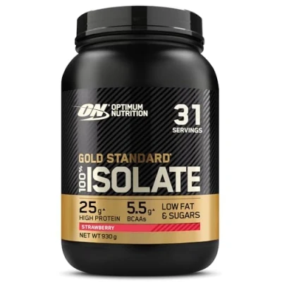 Abbildung von Optimum Nutrition ON Gold Standard 100% reines Molkenprotein, natürlich vorkommende BCAAs und Glutamin, Pre Post Workout, Erdbeergeschmack, 31 Portionen, 930 g