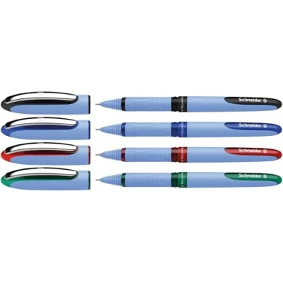 Abbildung von Schneider 183594 One Hybrid N 5 Tintenroller (dokumentenecht, 0,5 mm Strichstärke, Needlespitze) 4er Etui, schwarz, blau, rot, grün